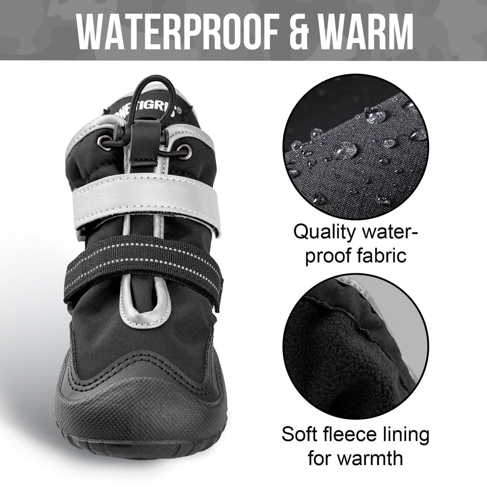 OneTigris dog shoes waterproof fabric keeps paws dry in rain or snow
