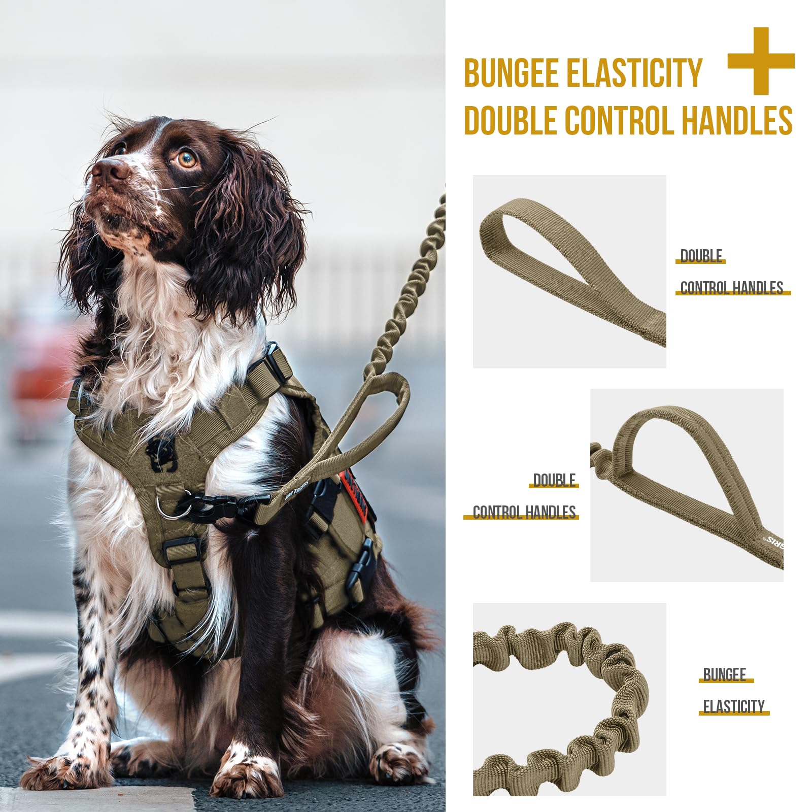 OneTigris adjustable-length dog training leash covering 85-118 cm range.