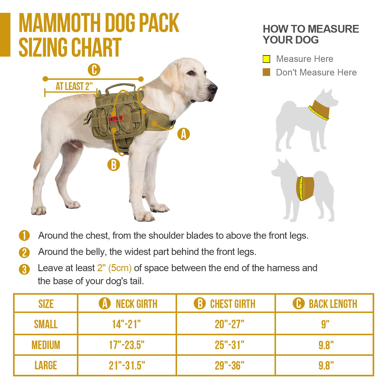 ONETIGRIS Mammoth dog pack adjustable harness ensures secure, comfortable fit.