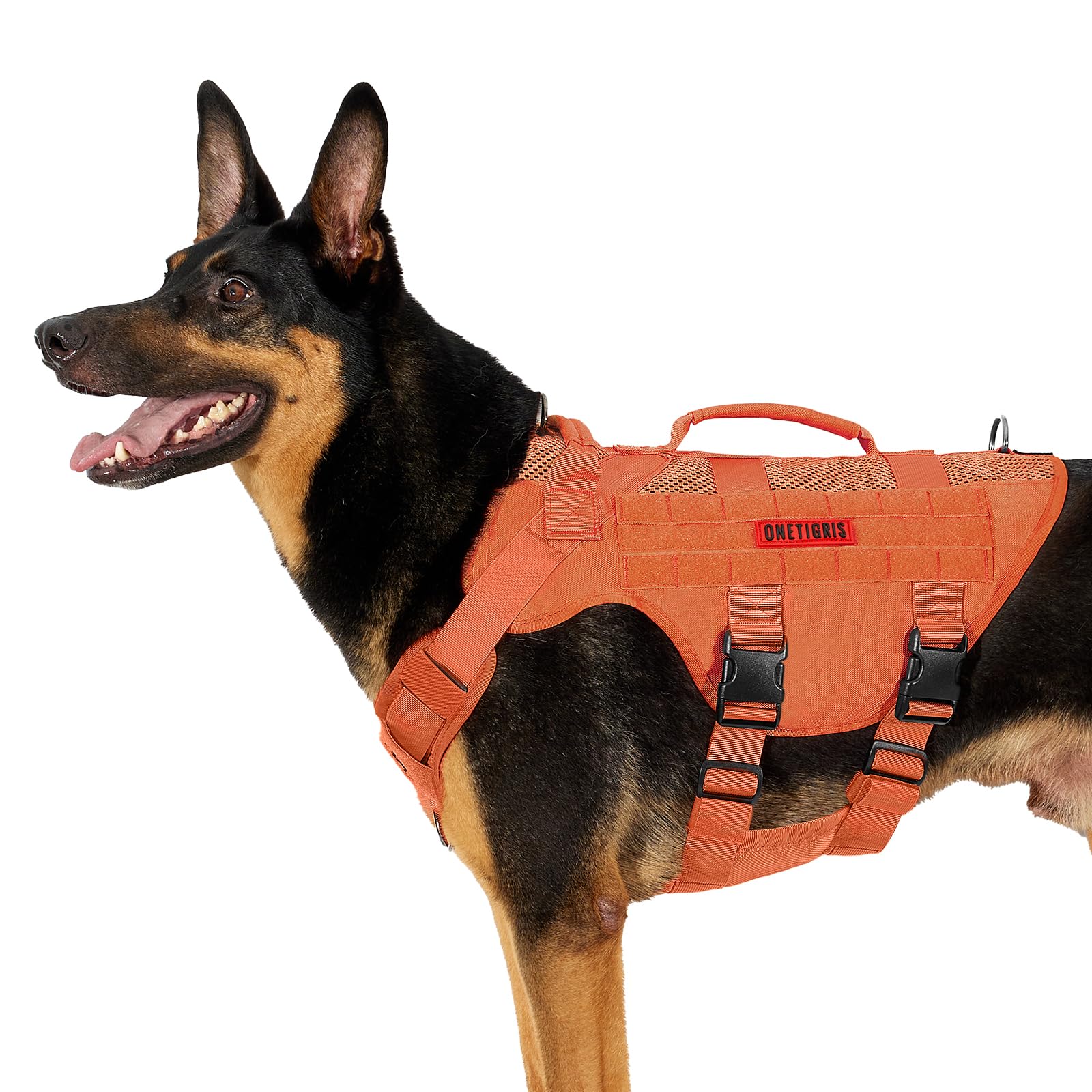 OneTigris mesh design tactical dog harness orange xl front view improves visibility and control