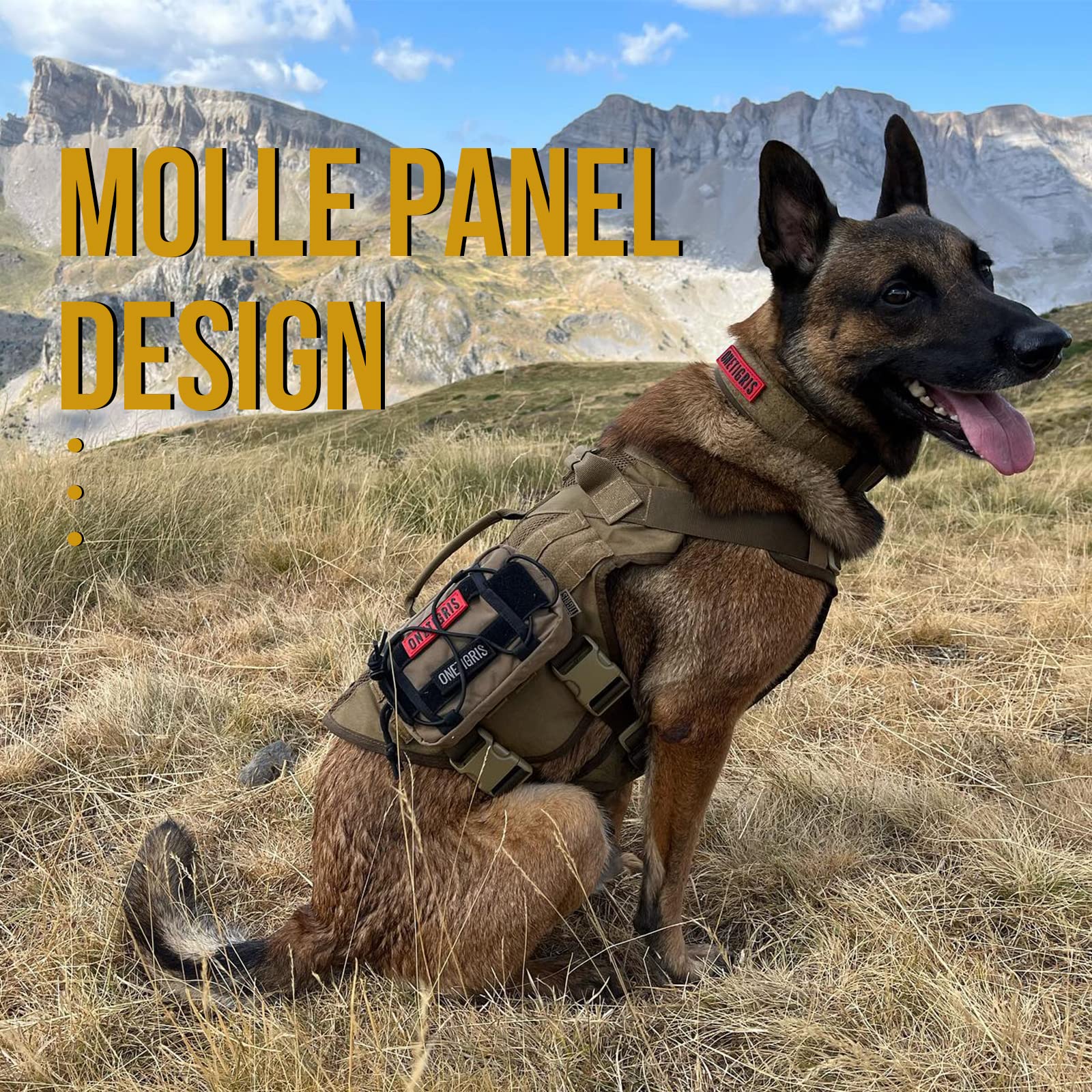 OneTigris No Pull Tactical Dog Harness XL brown for large breeds