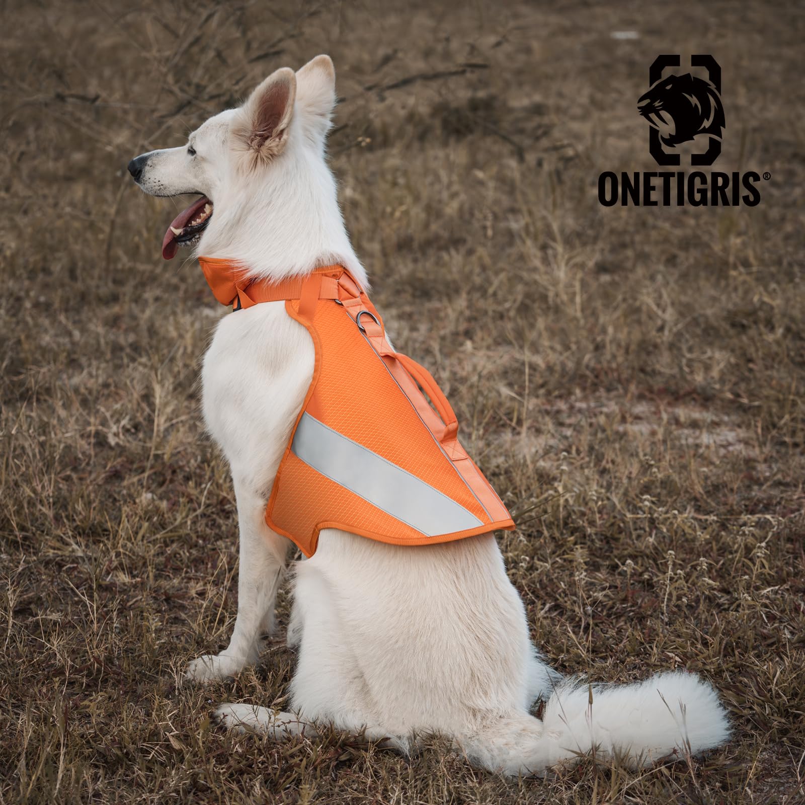 OneTigris Reflective Dog Vest control handle and D-ring for training