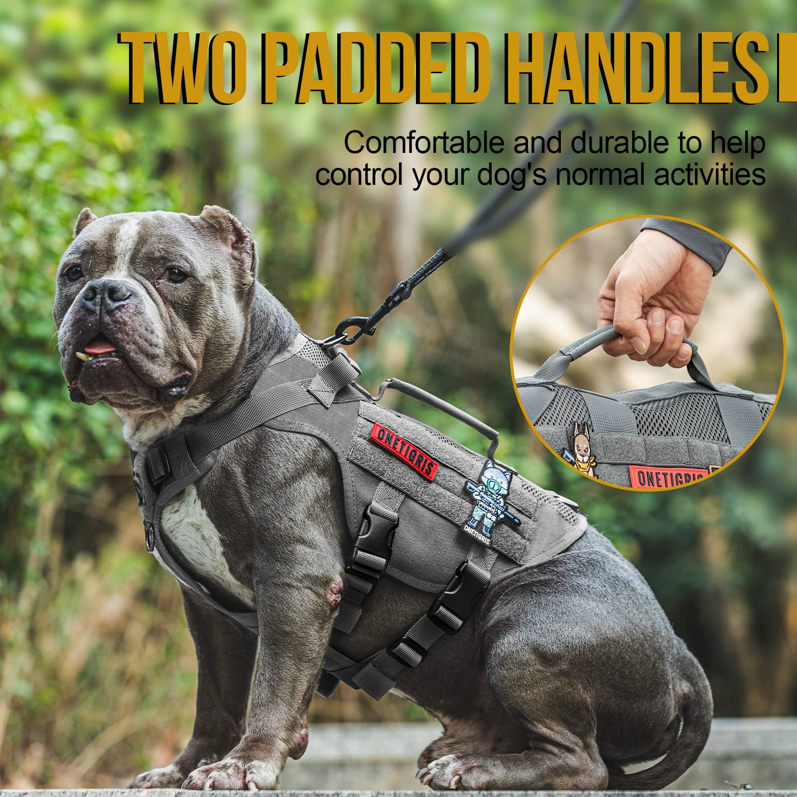 ONETIGRIS service dog vest with MOLLE panels and handles for gear