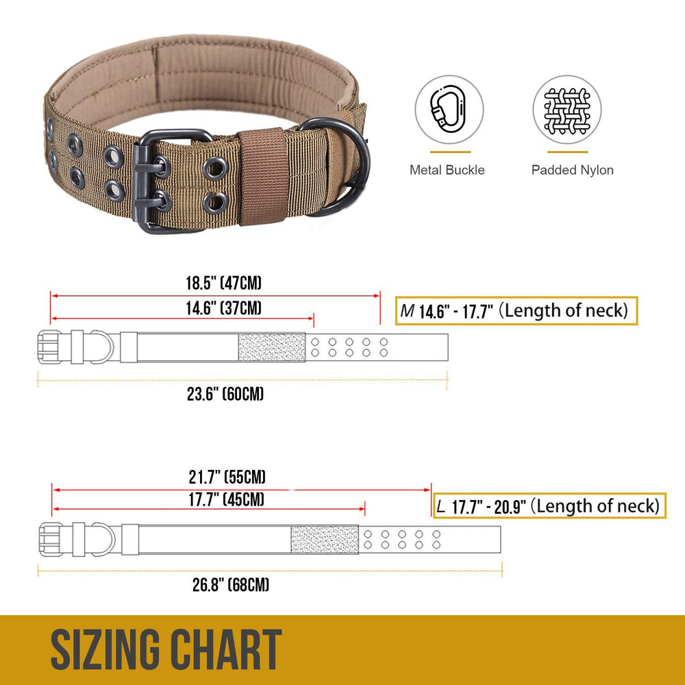 OneTigris size L neck strap shows 45–53 cm range for medium to large dogs