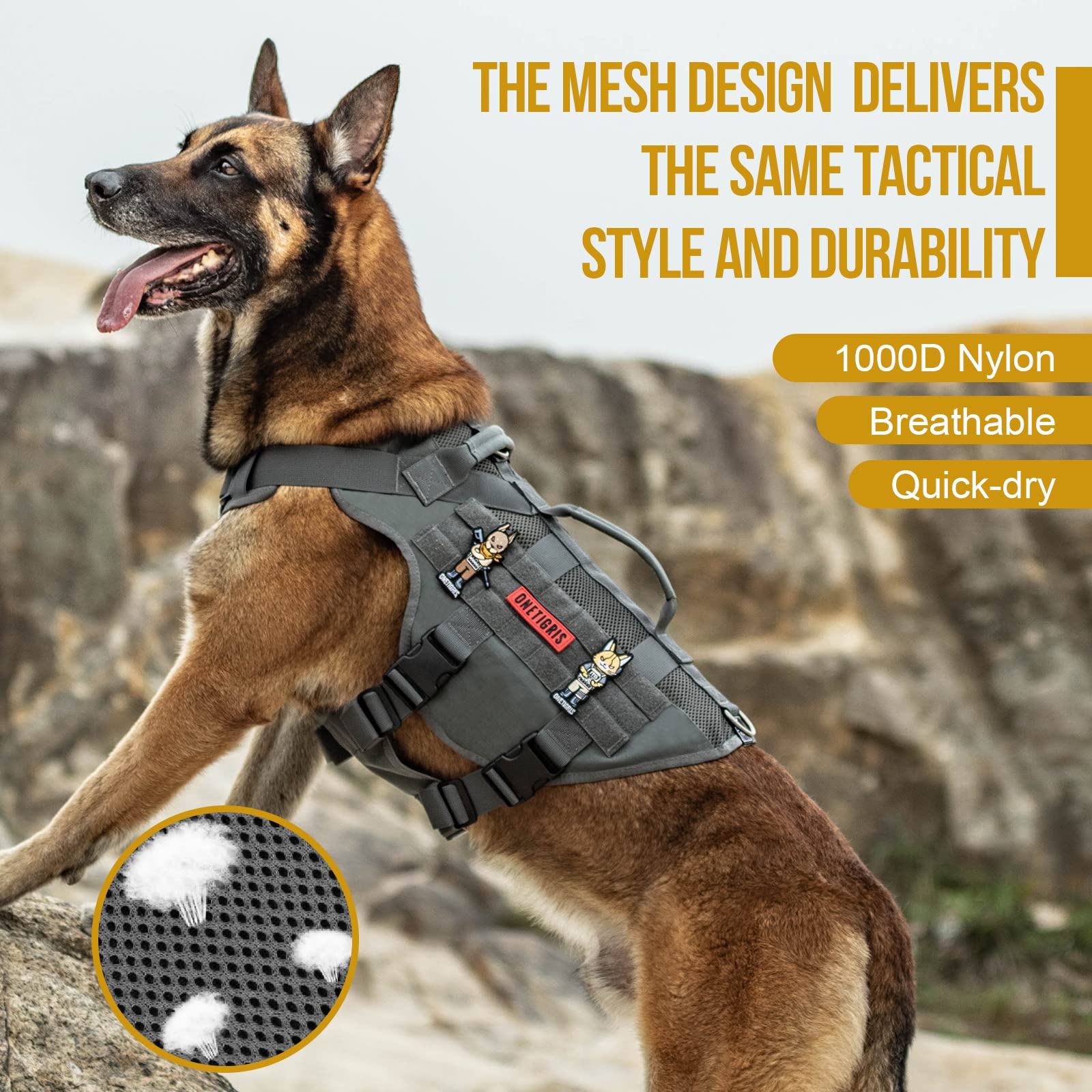 ONETIGRIS back D-rings and straps promote stable fitting across activities.