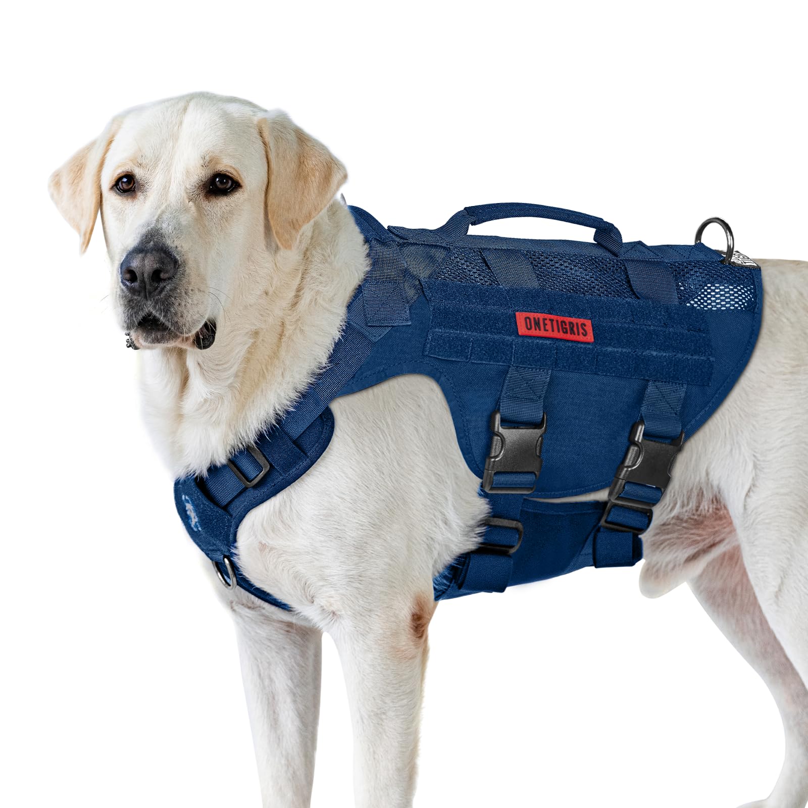 OneTigris Tactical Dog Harness front D-ring view for controlled training and walking.
