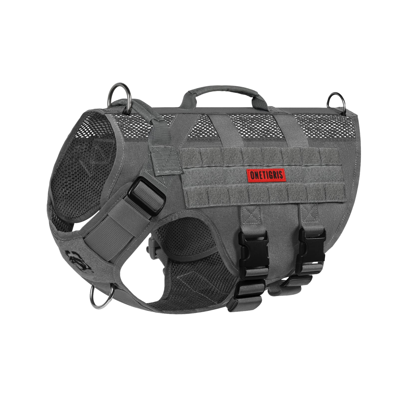 ONETIGRIS tactical dog harness with mesh ventilation keeps medium dogs cool on hikes.