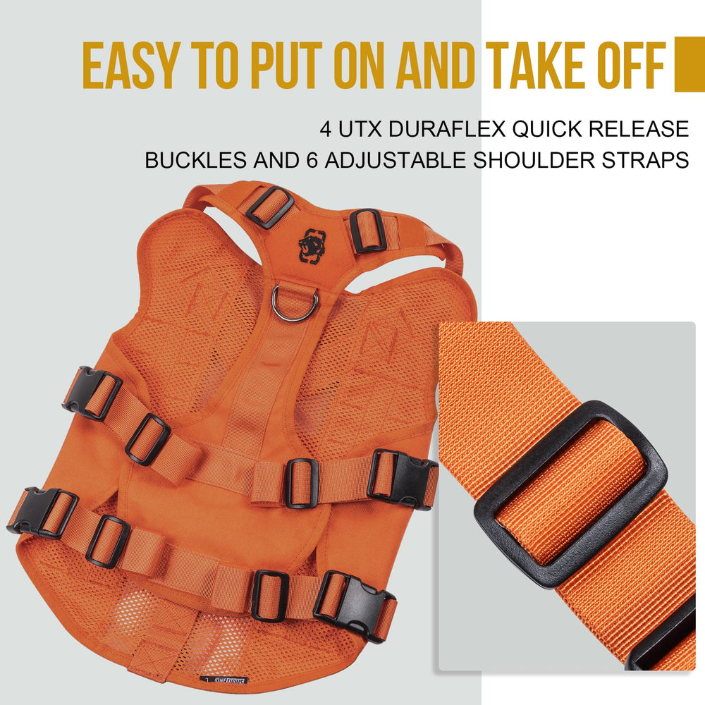 ONETIGRIS tactical harness MOLLE panel for add-ons like treats and IDs.