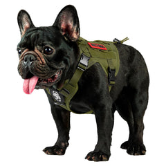 OneTigris Tactical Dog Harness Vest front view with durable front leash attachment for controlled walks