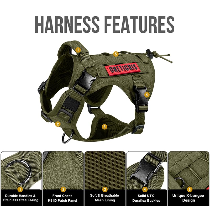 OneTigris Tactical Dog Harness Vest loop panel close-up for patches or IDs