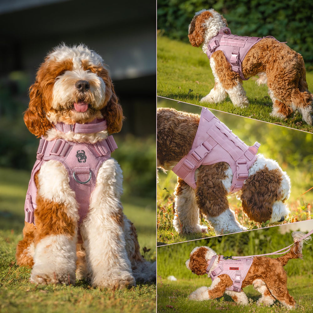 OneTigris tactical dog harness pink S, fabric texture emphasizes comfort and durability.