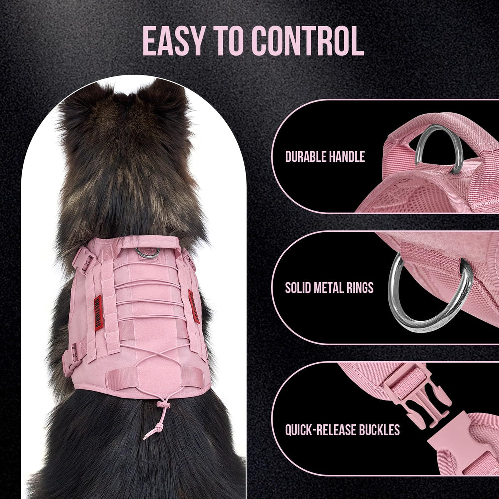 OneTigris top-handle dog harness pink enables quick control during outings.