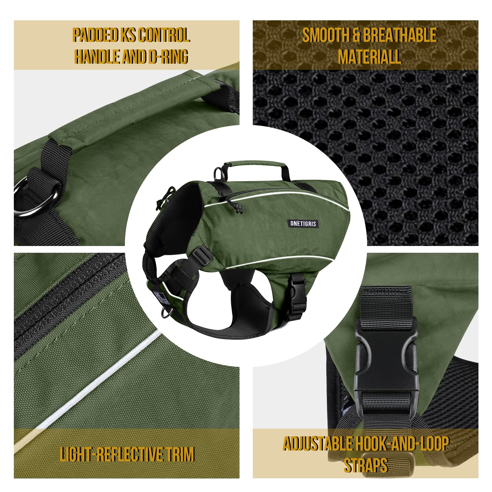 ONETIGRIS Y-Shaped Dog Backpack side pockets hold essentials.