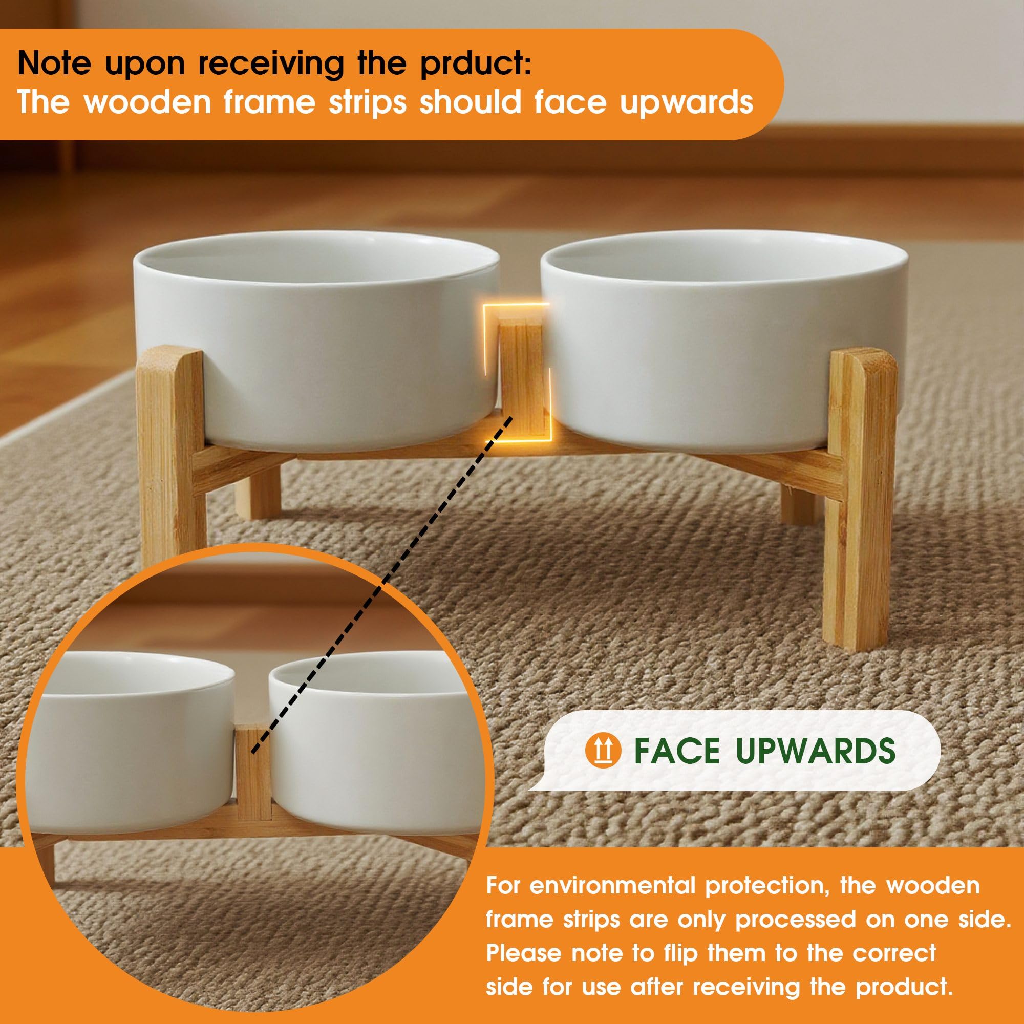 OniAnt dual height wooden stand large fits medium to large dogs for easy dining