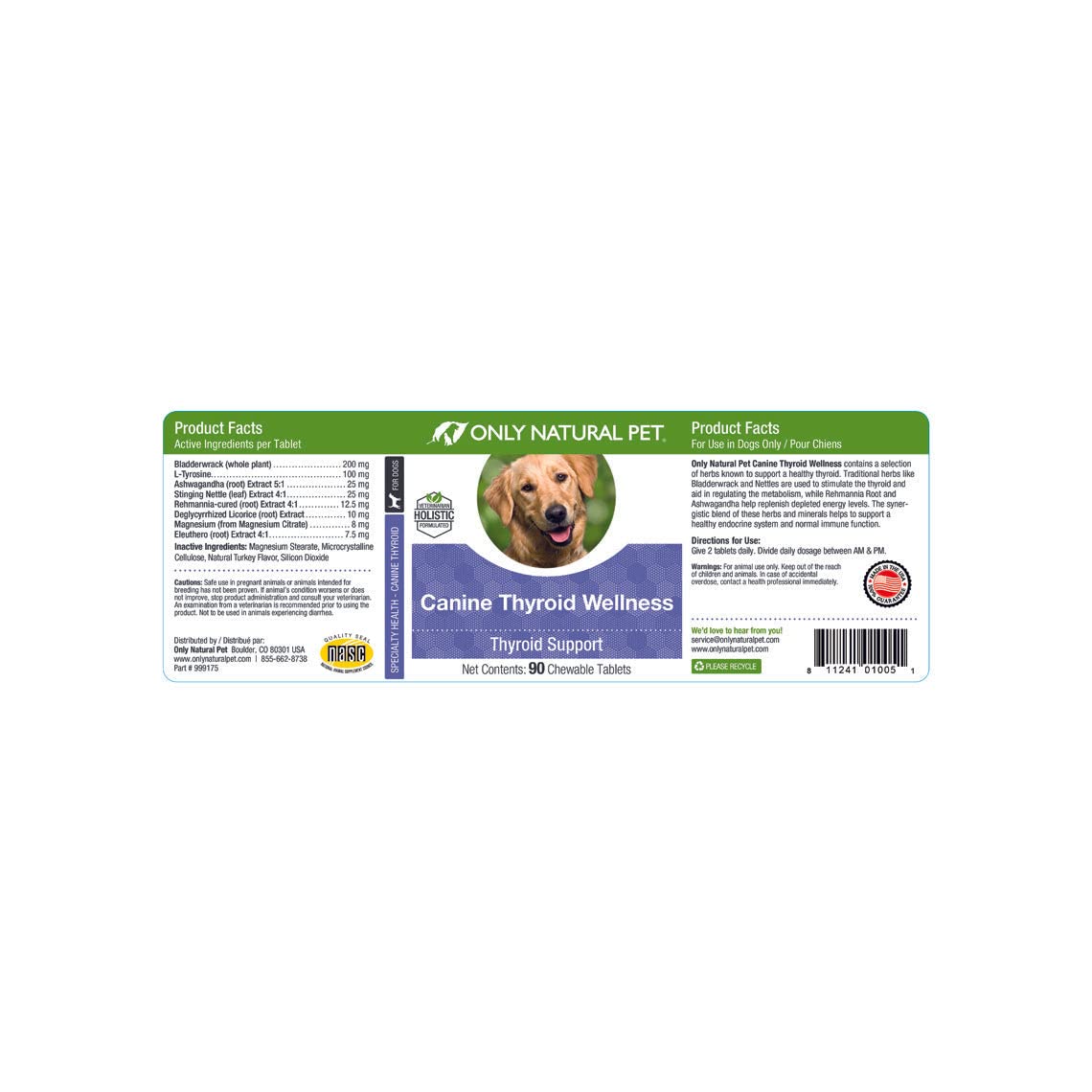 Only Natural Pet canine thyroid wellness chew dog-friendly treat promoting vitality