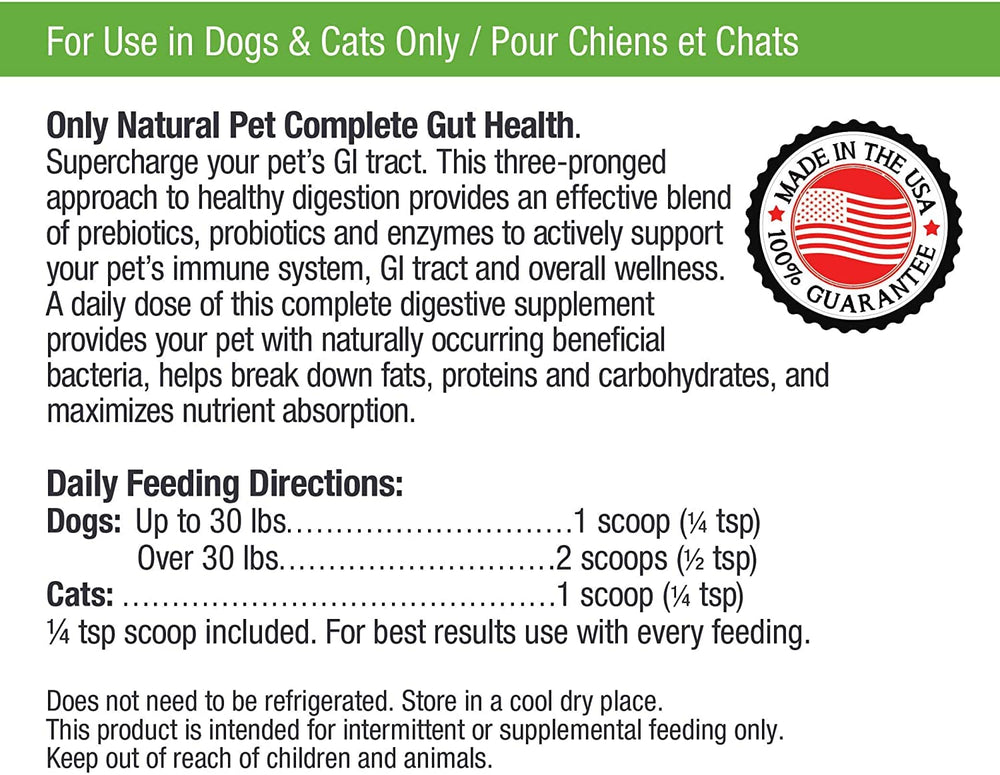 Only Natural Pet Complete Gut Health Complex supports digestion during dietary changes