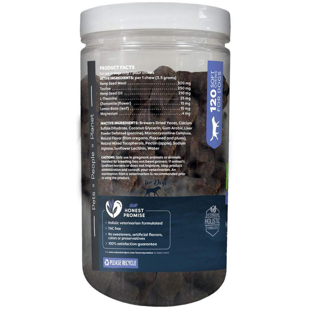 Only Natural Pet dog-relaxed-after-chews demonstrates soothing relief after administration.