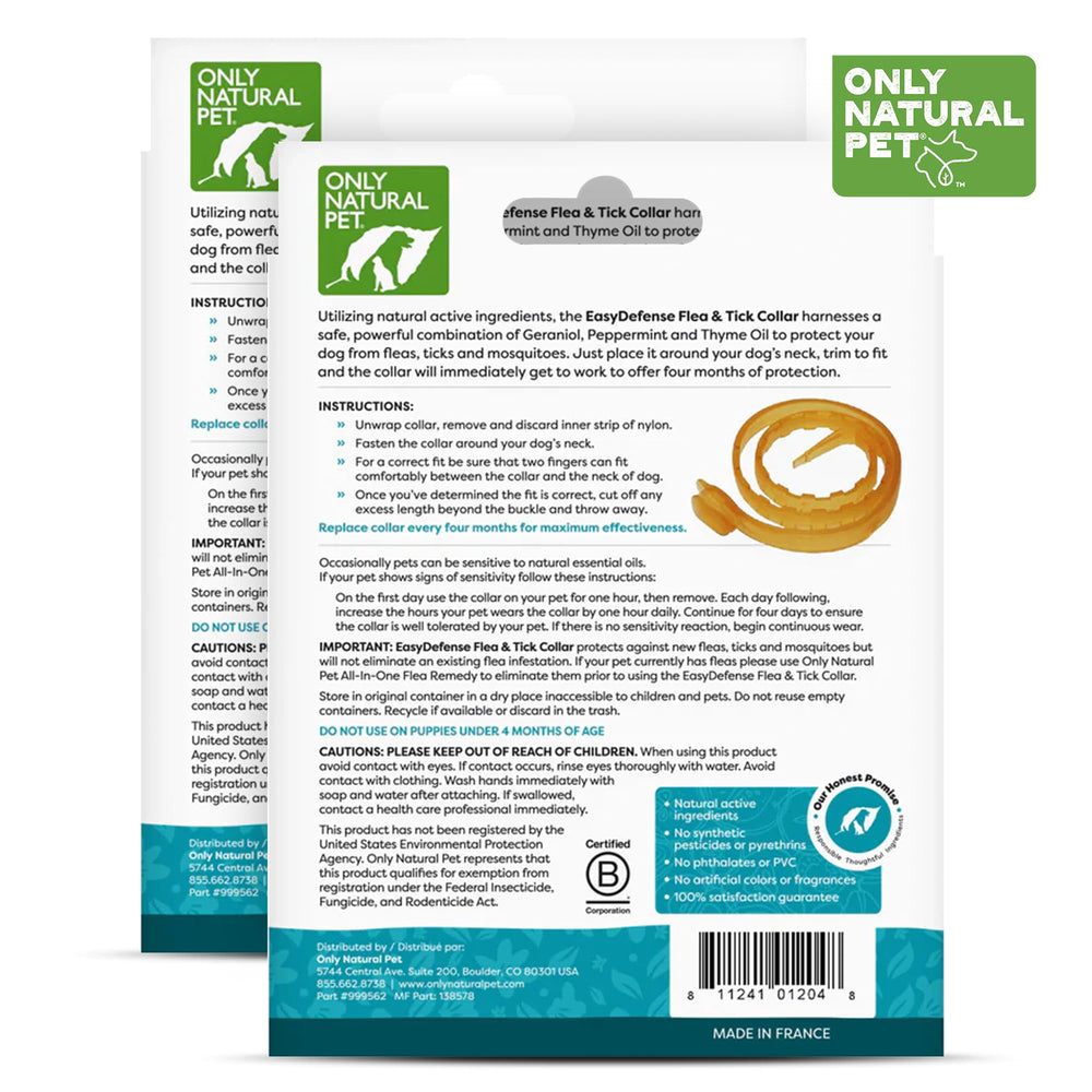 Only Natural Pet EasyDefense collar on-dog-neck demonstrates comfortable, adjustable fit for daily wear