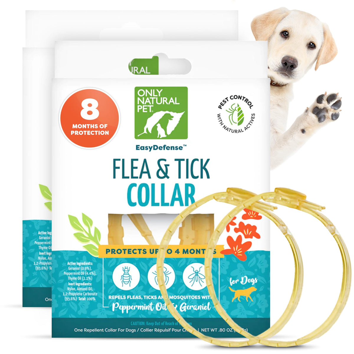 Only Natural Pet EasyDefense collar unwrapped shows immediate flea and tick protection