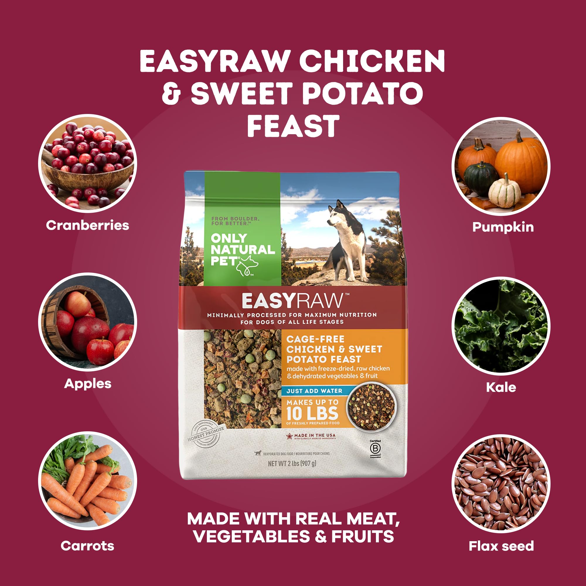 Only Natural Pet EasyRaw packaging close-up emphasizes freshness and design.