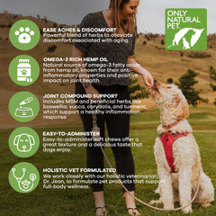 Only Natural Pet Hemp Advanced Mobility label information highlights hip joint wellness ingredients.