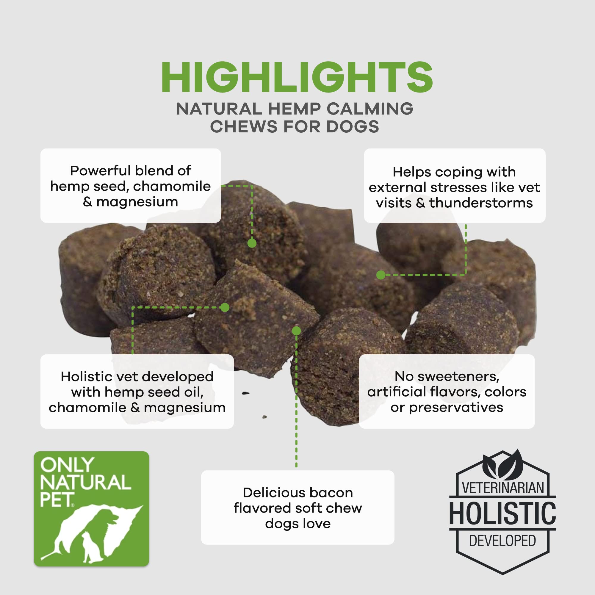 Only Natural Pet joint-support chews – close-up on a confident, comfortable dog.