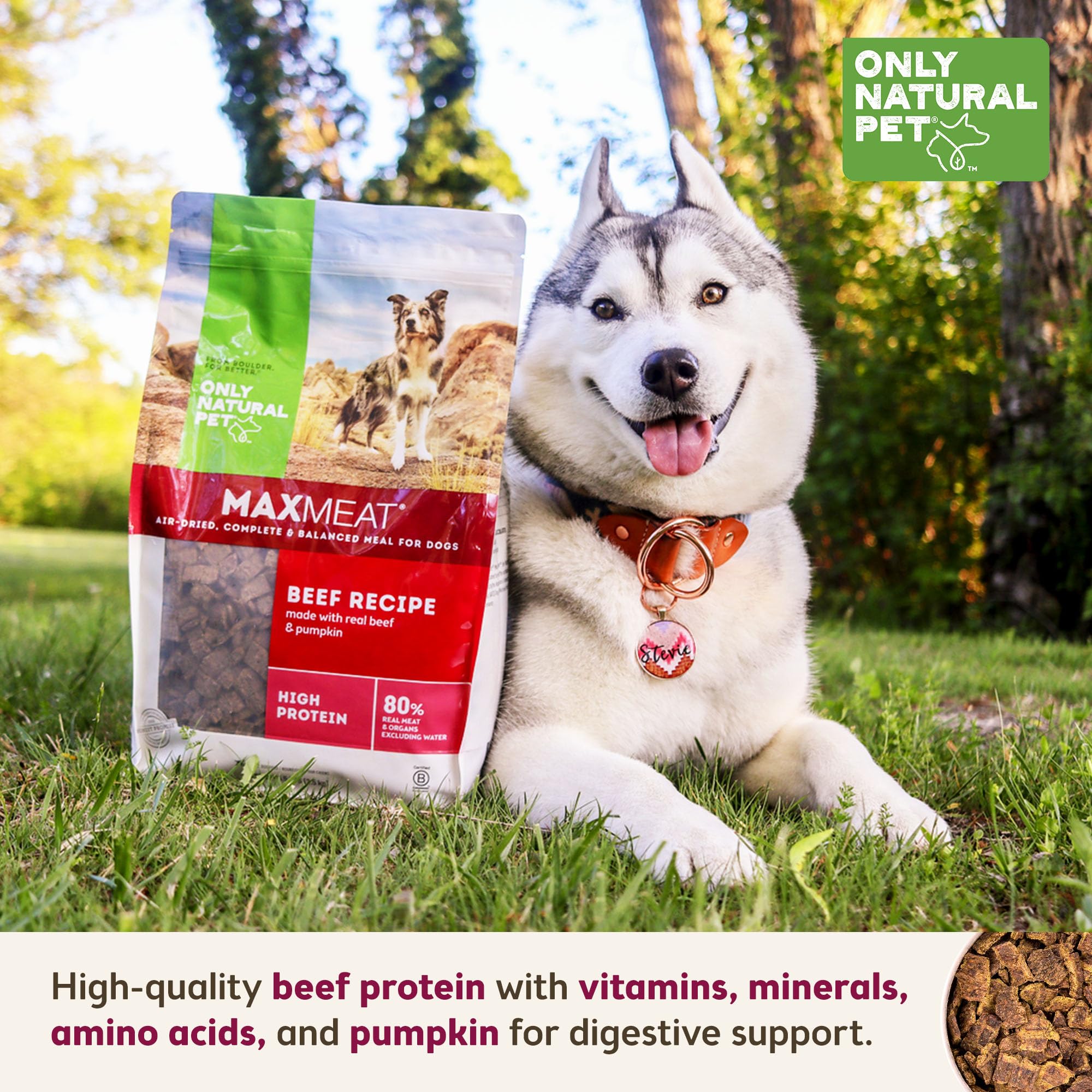 Only Natural Pet MaxMeat-meal-treat-topper shows versatile use as meal, topper or reward.