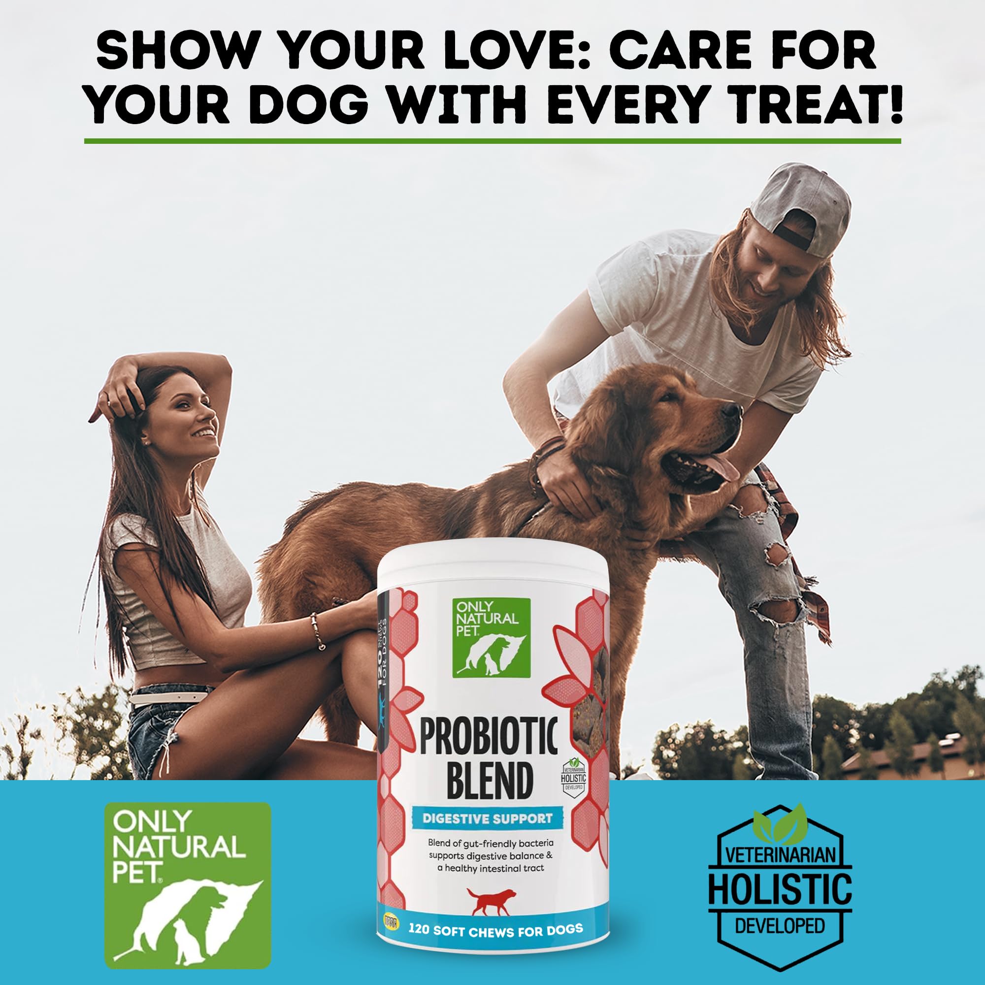 Only Natural Pet digest health image shows room-temperature stability for convenient dosing.