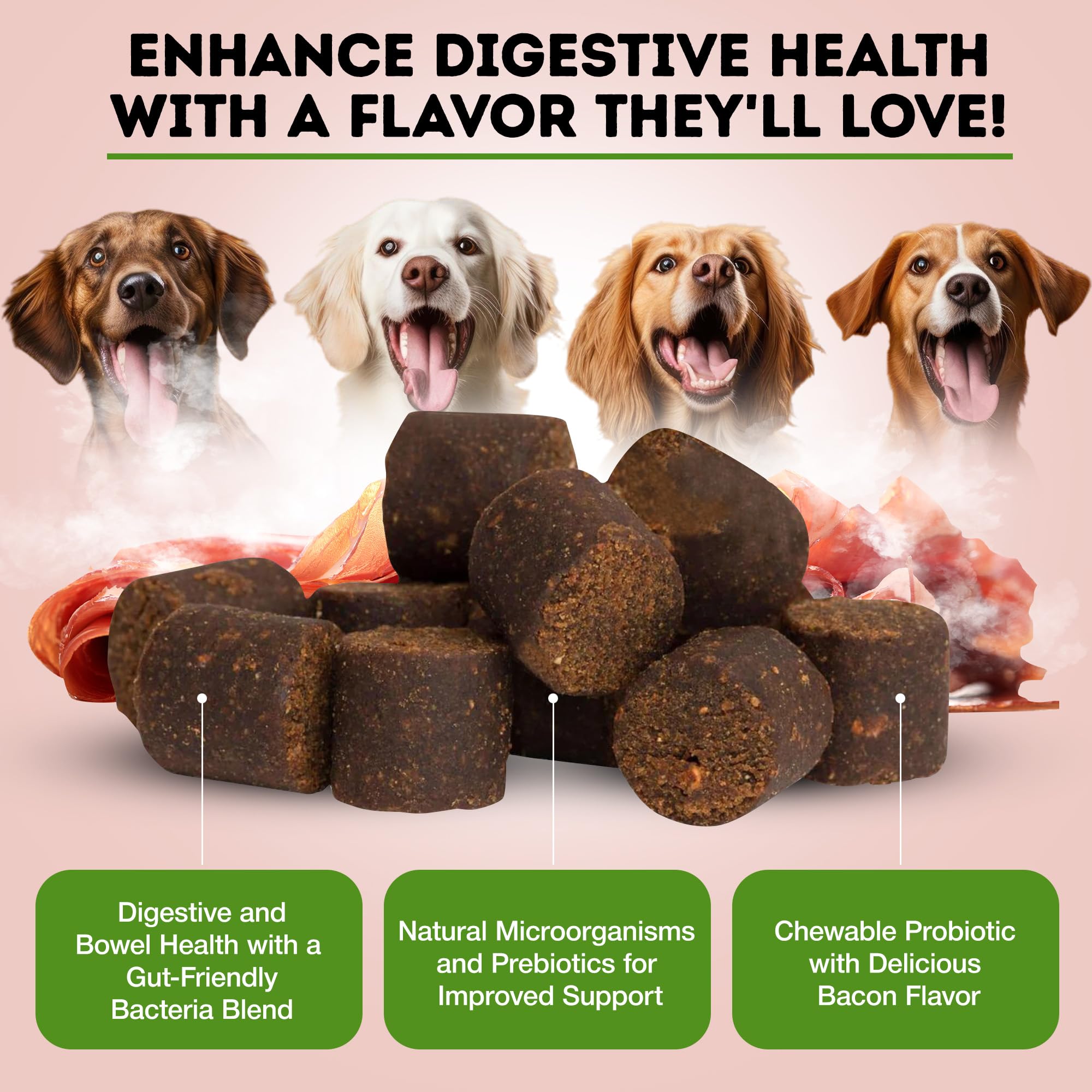 Only Natural Pet probiotic contains FOS prebiotic base for nourishment.