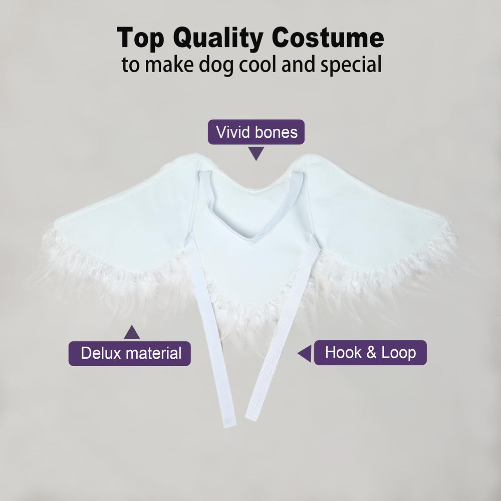 Onmygogo dog wing costume white feather adjustable straps ensure secure wear