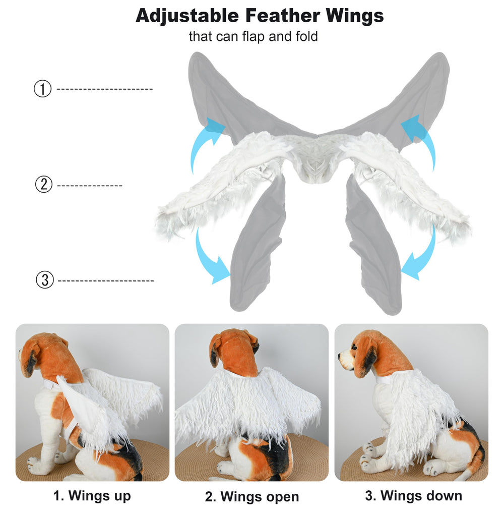 Onmygogo dog wing costume white feather worn during Halloween parade