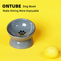ONTUBE ceramic raised cat dishes bowl gray with-food shows 10 oz capacity