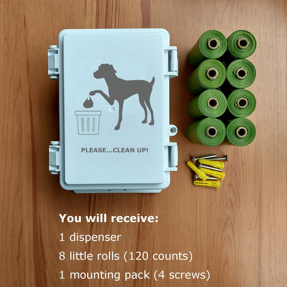 Onybte dispenser features a please clean up sign to remind responsible use.