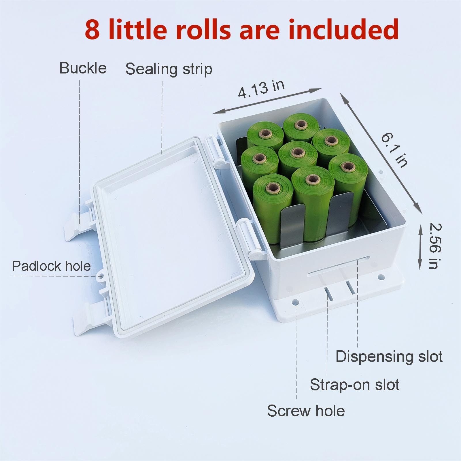 Onybte includes eight rolls for immediate outdoor cleanup with style.