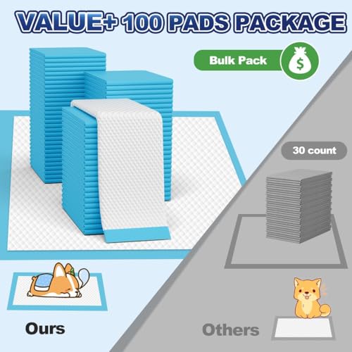 Oomicat Puppy Pads 100-count pack provides long-lasting training supplies.