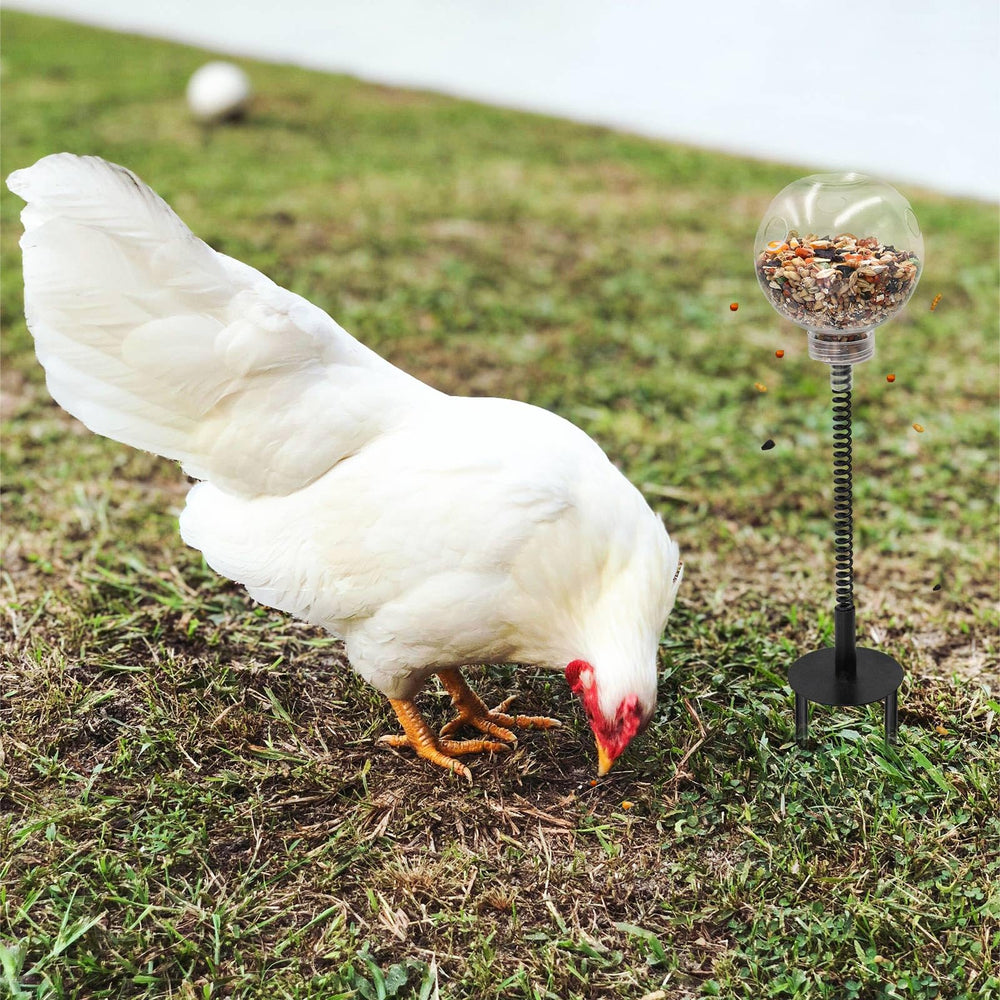 Oooct chicken peck toy ground plug keeps the setup secure in coop