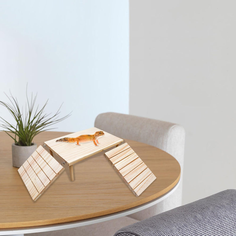 Oooct natural wood texture enhances habitat aesthetics and blending with tanks.