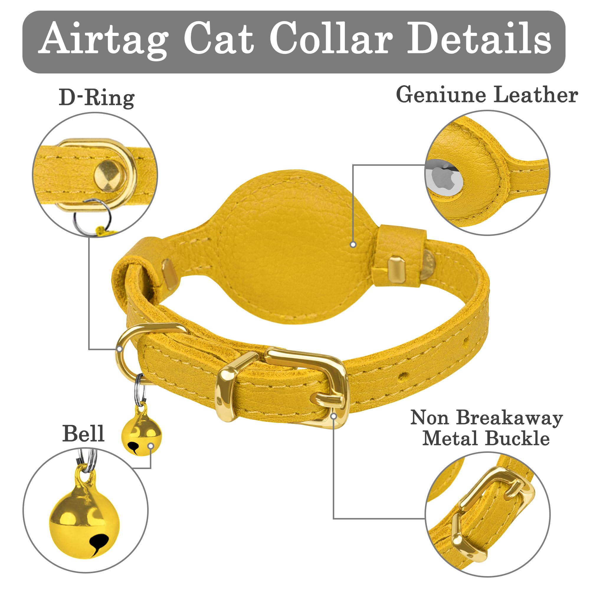 OOPSDOGGY non-breakaway cat collar leather highlights durable everyday wear