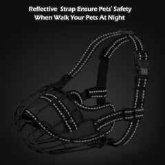 OOPSDOGGY Pitbull muzzle side profile demonstrates secure wire basket and durable blue straps