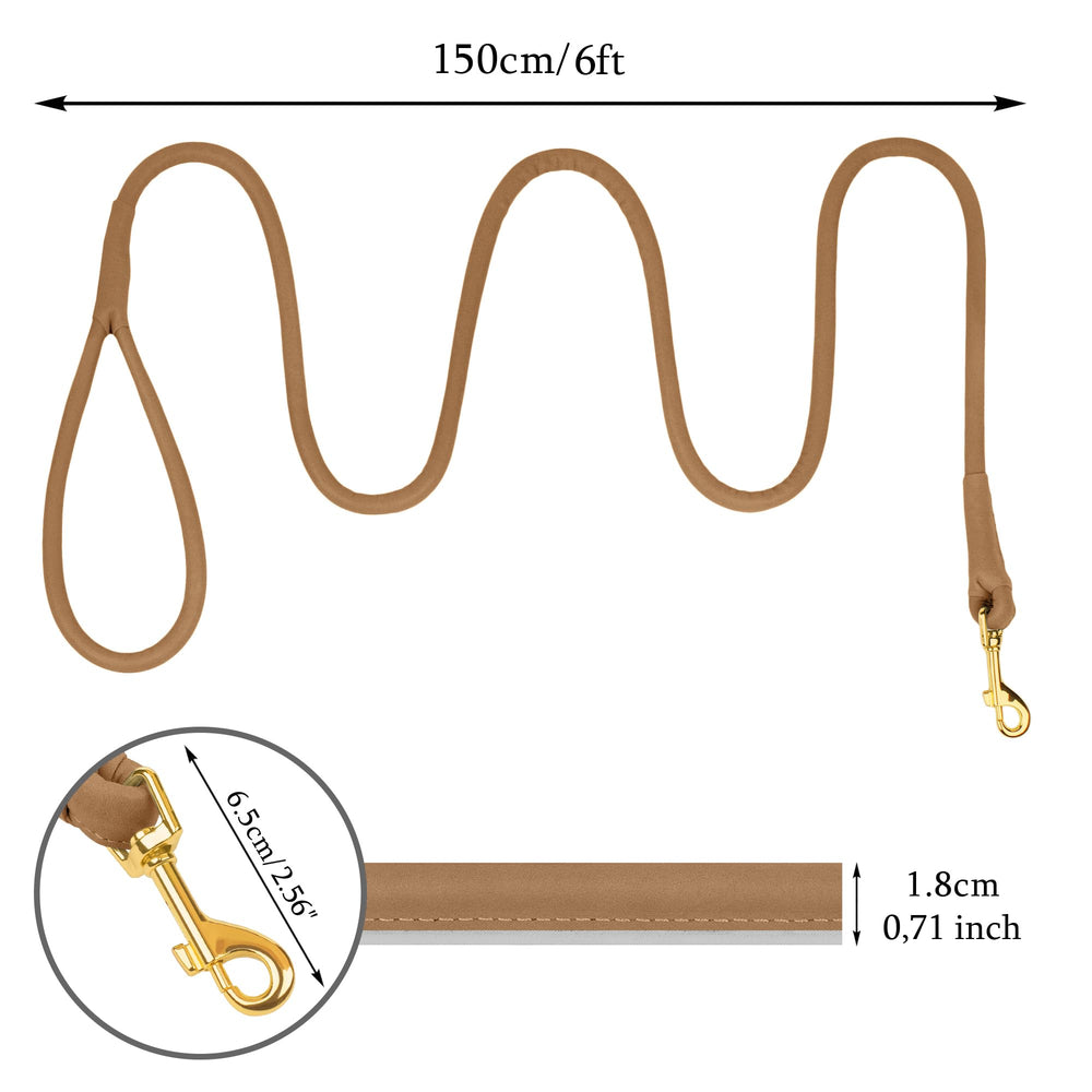 OOPSDOGGY reflective rolled leather leash blue provides a soft feel with strong grip for daily walks