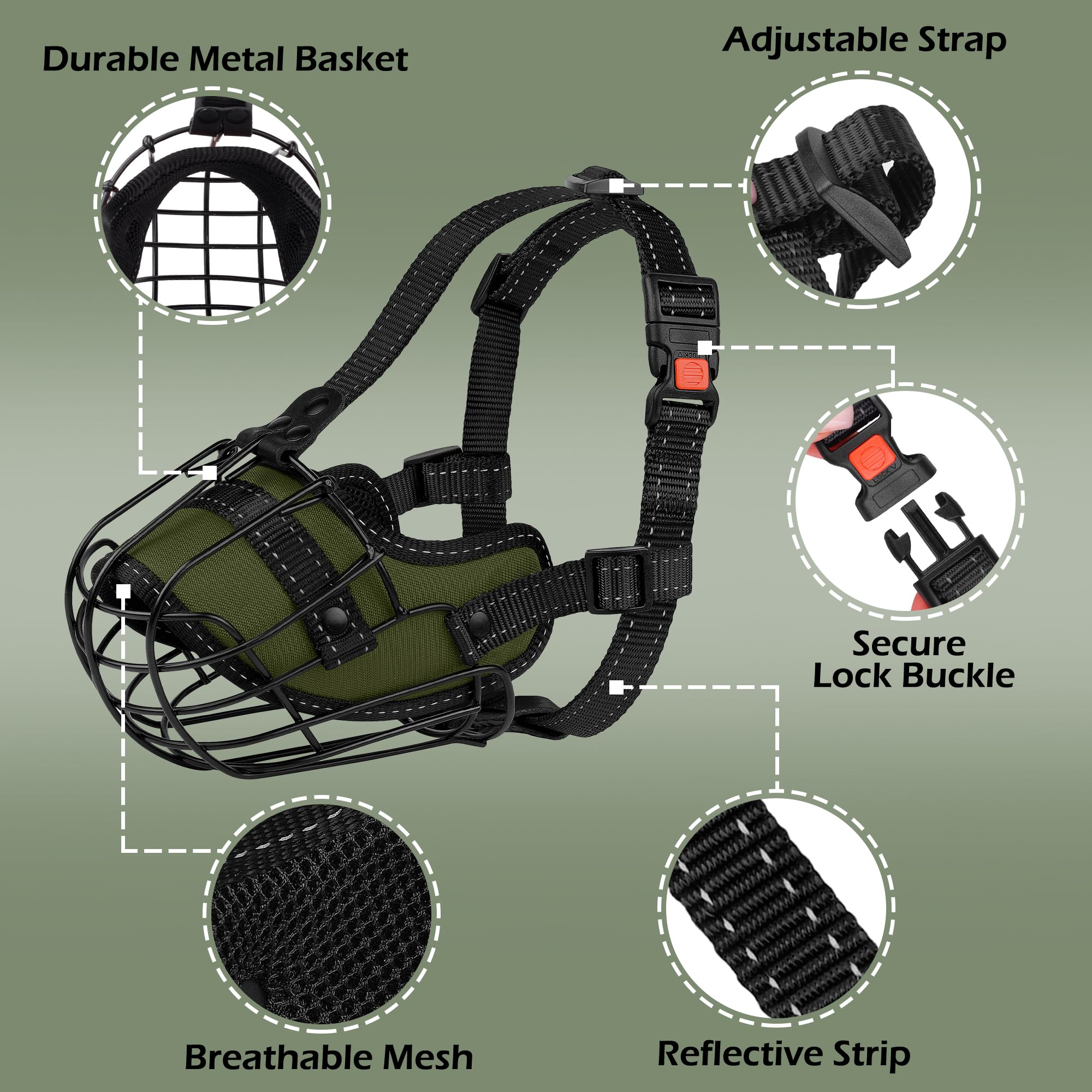 OOPSDOGGY muzzle's stainless steel wire construction ensures durability and long-lasting use