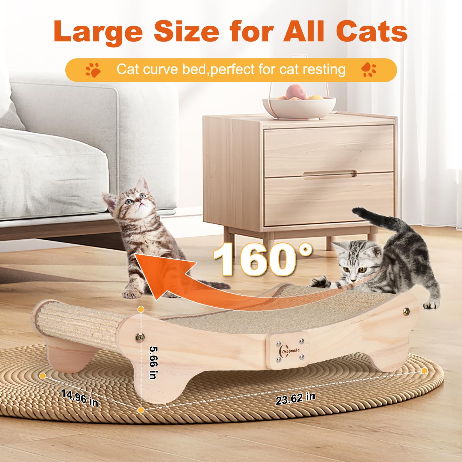 Oroonoko cat scratcher bed sisal mat closeup highlights durable natural fiber for scratching