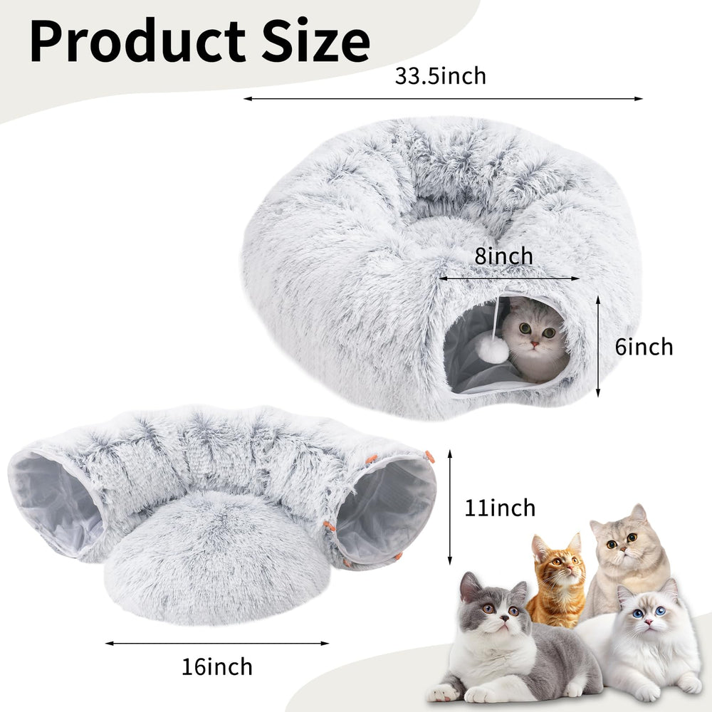 OOZAZEMM spacious 33-inch cat tunnel bed fits medium to large cats.