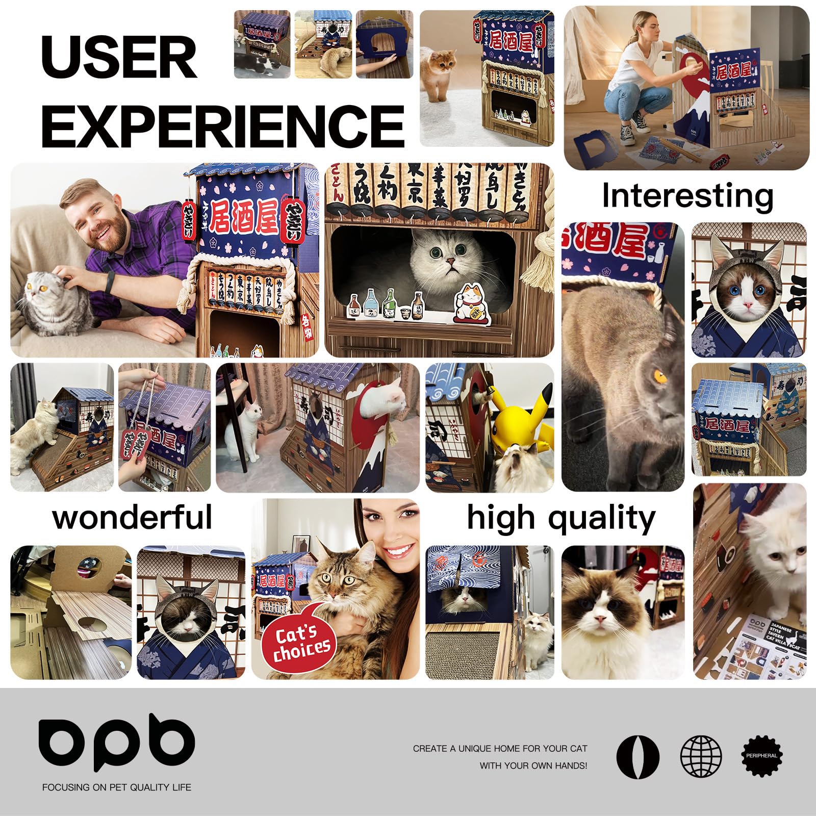 opbodqo cat bell detail adds playful jingles during scratching sessions.