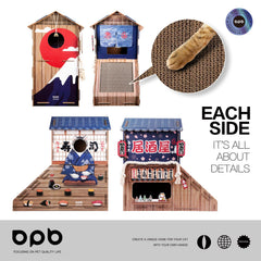 opbodqo cardboard cat house lower bed offers a snug retreat after play.