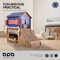 opbodqo cardboard cat house upper bed provides a calm perch between levels.
