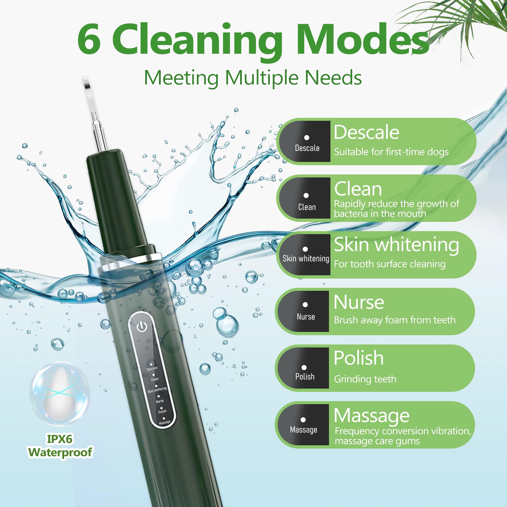 Opdent dental cleaning kit in use, showing safe gum-friendly operation.
