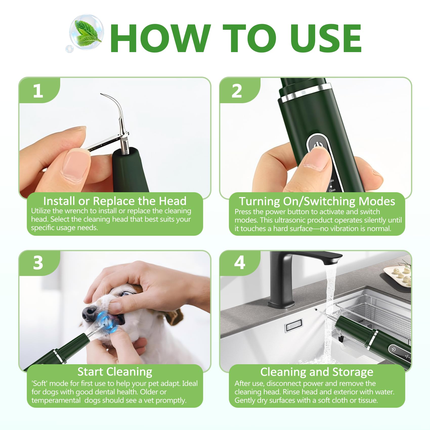 Opdent six-mode operation display demonstrates adjustable cleaning options.