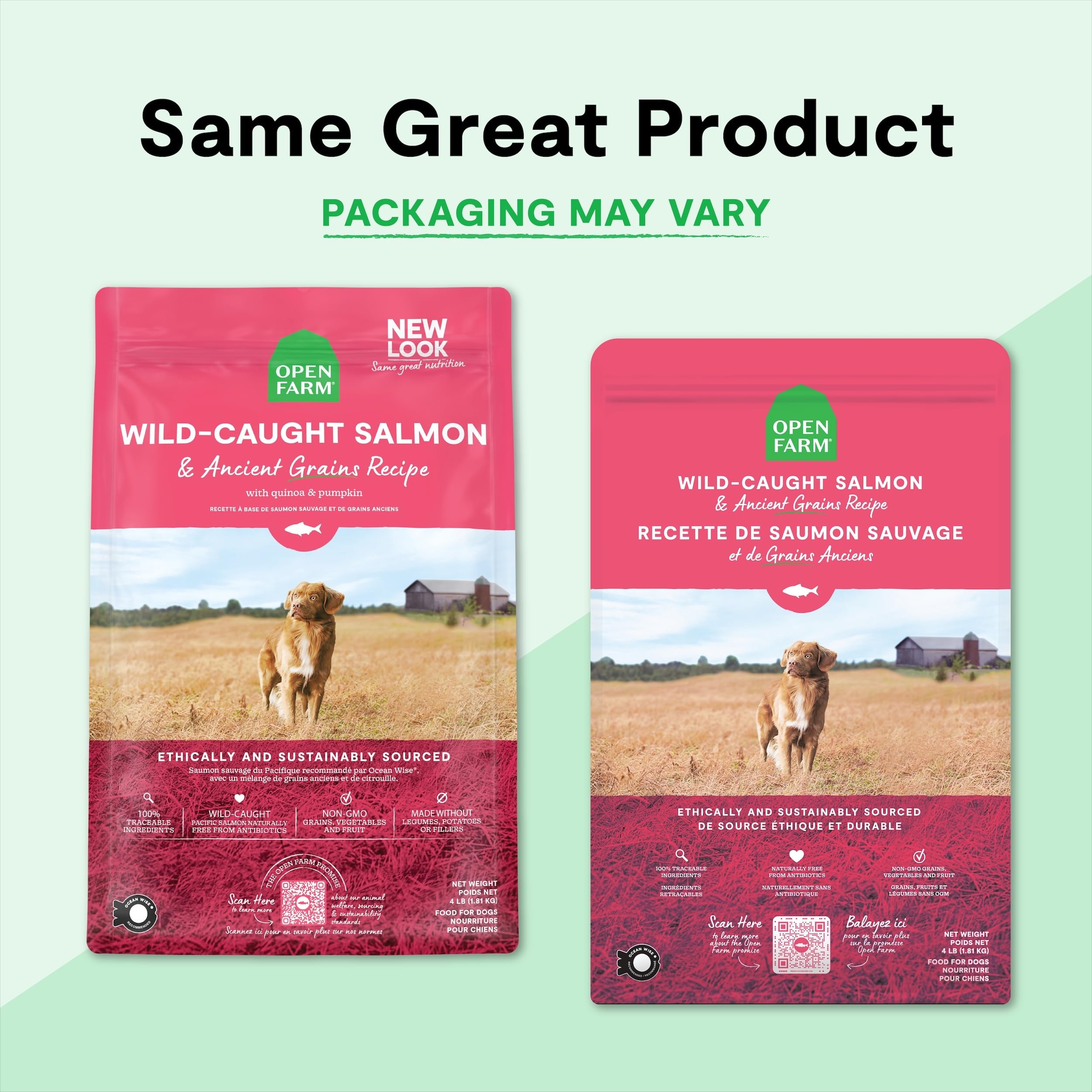 Open Farm 4lb bag product shot for convenient, portion‑controlled feeding