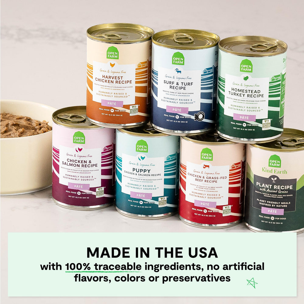 Open Farm's ethically sourced, 100% traceable ingredients contain no artificial flavors or preservatives.